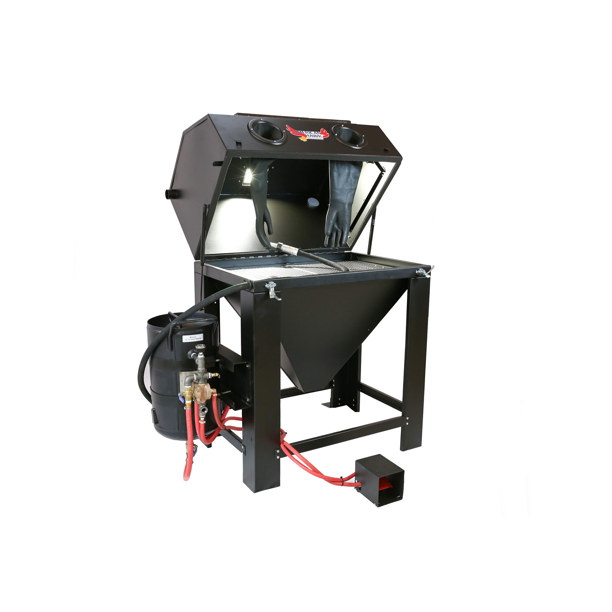 Cabinet-Style Sandblasters, Sandblasters, Sandblast Cabinet Pressure Blast System 4224PAHK, 4224PAHK Sandblast Cabinet, American Hawk Industrial, Dee-Blast